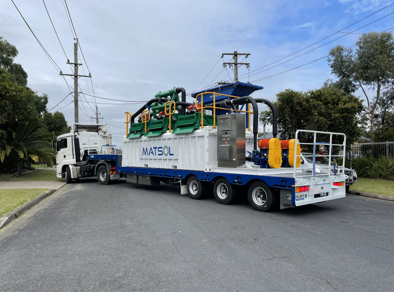 Truck of a portable waste processing plant