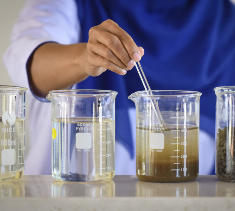Test water samples in the laboratory of water treatment plant