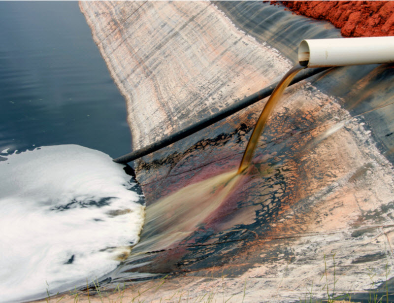Contaminated liquid dripping in a pond